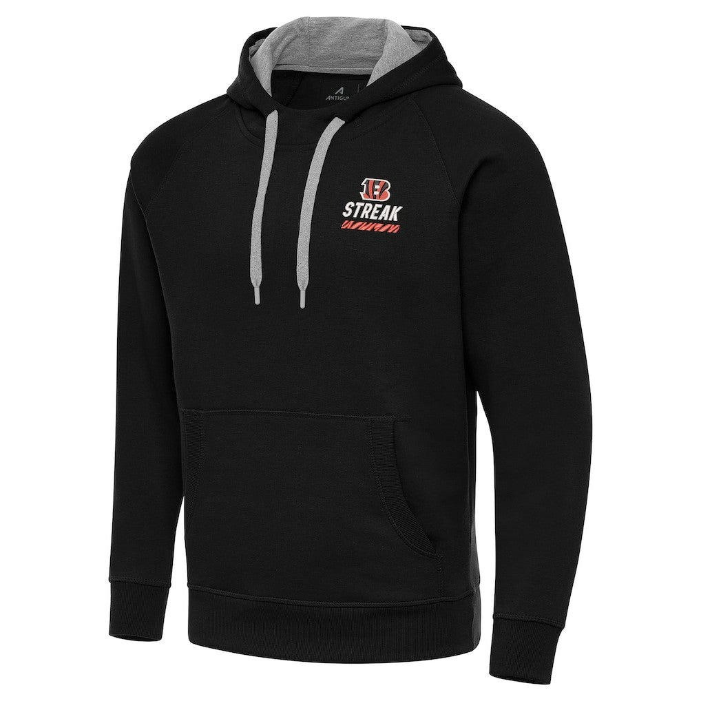 Cincinnati Bengals Antigua Streak Victory Pullover Hoodie - Black Hoodies