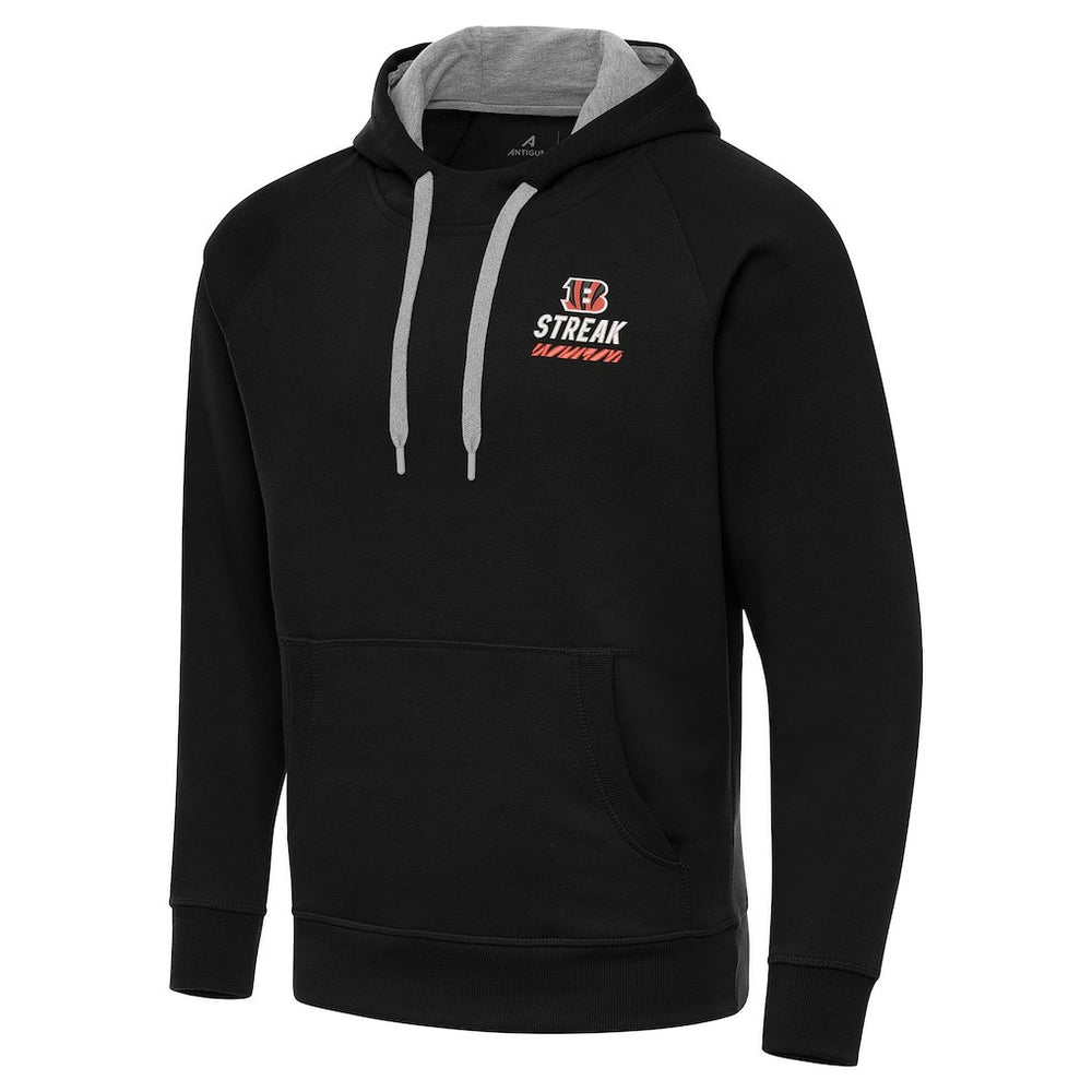 Cincinnati Bengals Antigua Streak Victory Pullover Hoodie - Black Hoodies