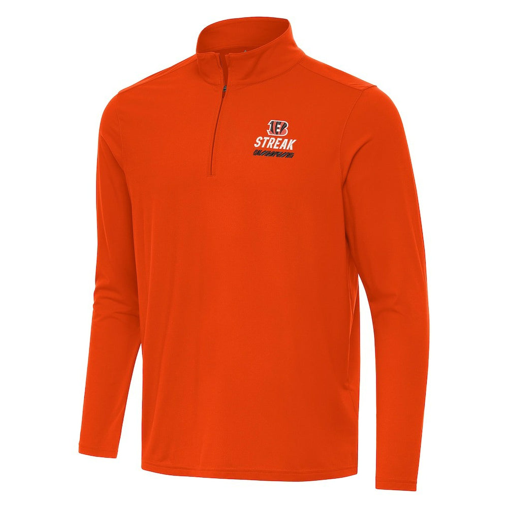 Cincinnati Bengals Antigua Streak Intent Quarter-Zip Sweatshirt - Orange Sweatshirts