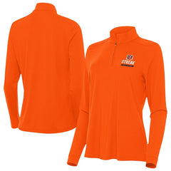 Cincinnati Bengals Antigua Women's Streak Intent Quarter-Zip Sweatshirt - Orange Sweatshirts