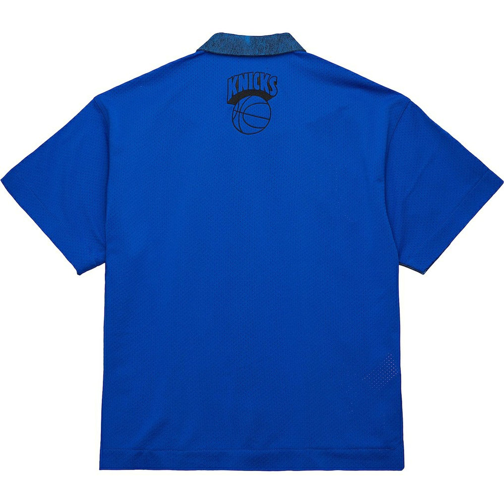 New York Knicks x Purple Brand Button-Up Shooting Shirt Navy - Mitchell & Ness