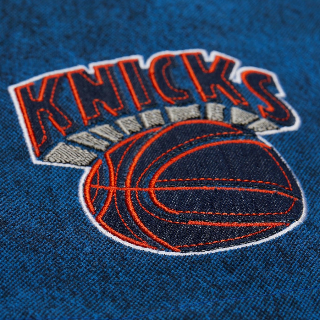 New York Knicks x Purple Brand Button-Up Shooting Shirt Navy - Mitchell & Ness