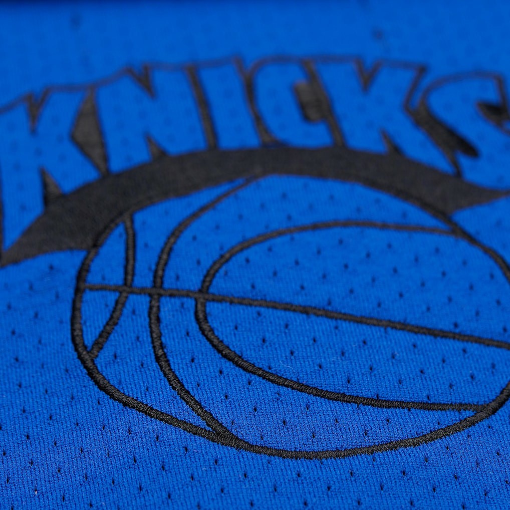 New York Knicks x Purple Brand Button-Up Shooting Shirt Navy - Mitchell & Ness