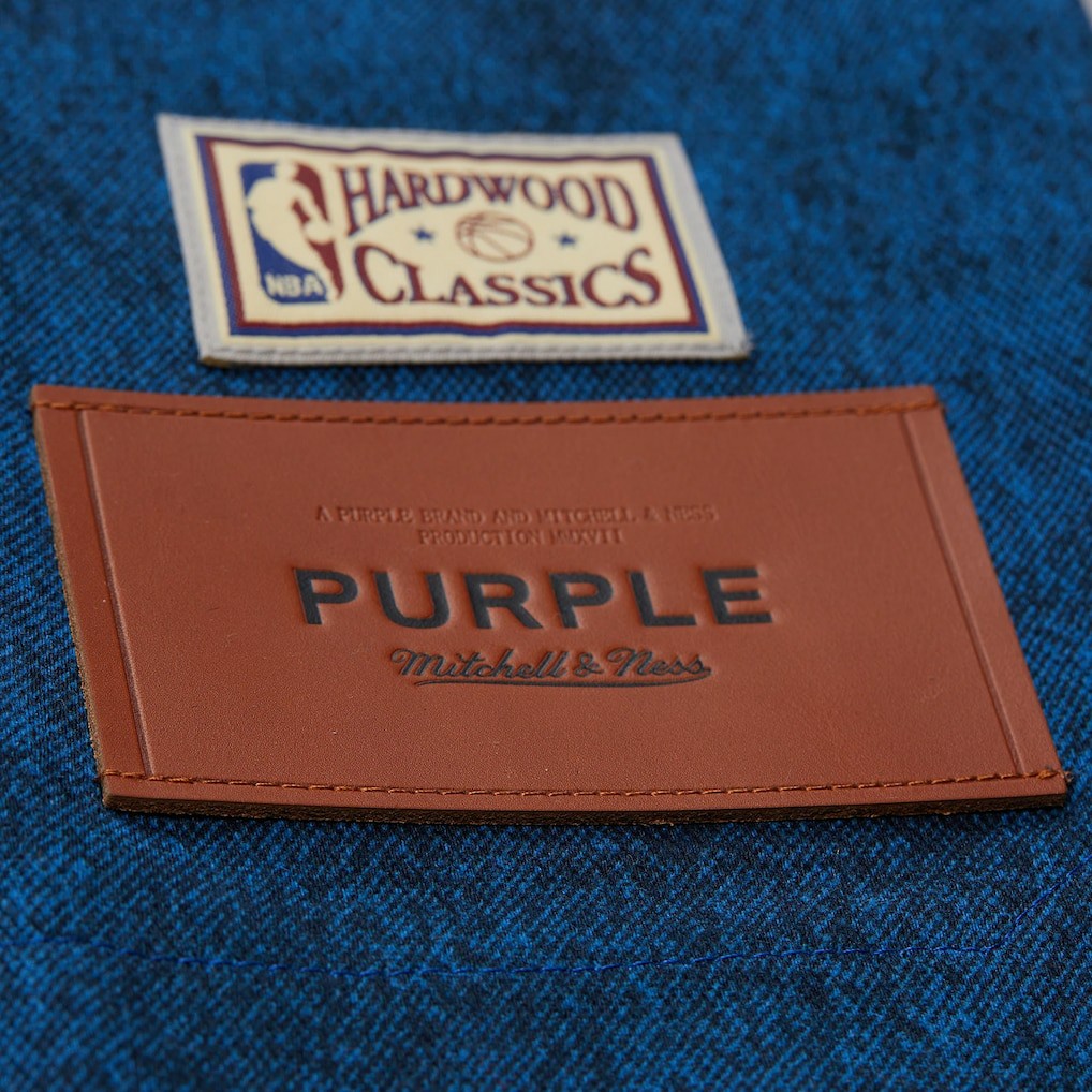 New York Knicks x Purple Brand Button-Up Shooting Shirt Navy - Mitchell & Ness