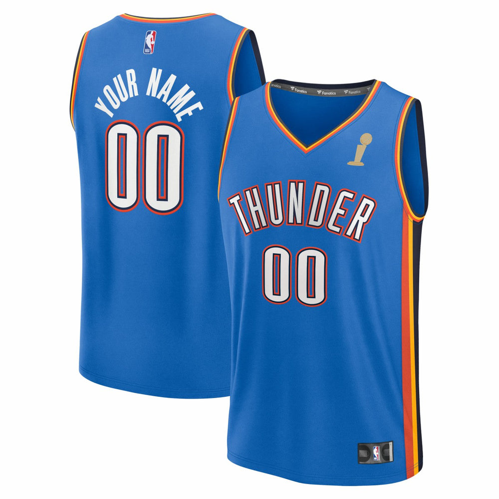 Oklahoma City Thunder 2025 NBA Finals Champions Fast Break Replica Custom Jersey Blue Icon Edition - Fanatics