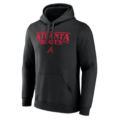 Atlanta Braves Stranger Things Logo Lockup Pullover Hoodie - Black Hoodies