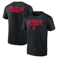 Detroit Tigers Stranger Things Logo Lockup T-Shirt - Black T-shirts
