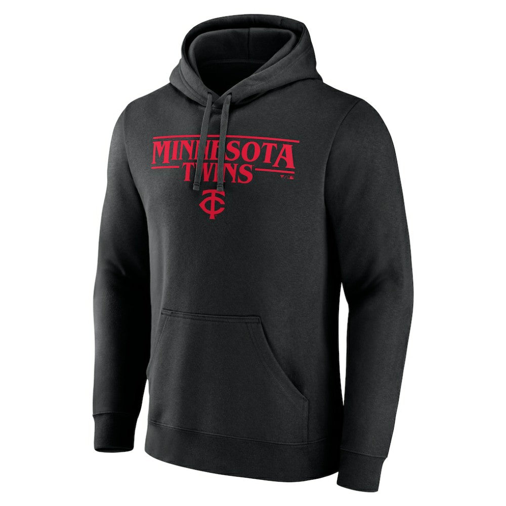 Minnesota Twins Stranger Things Logo Lockup Pullover Hoodie - Black Hoodies
