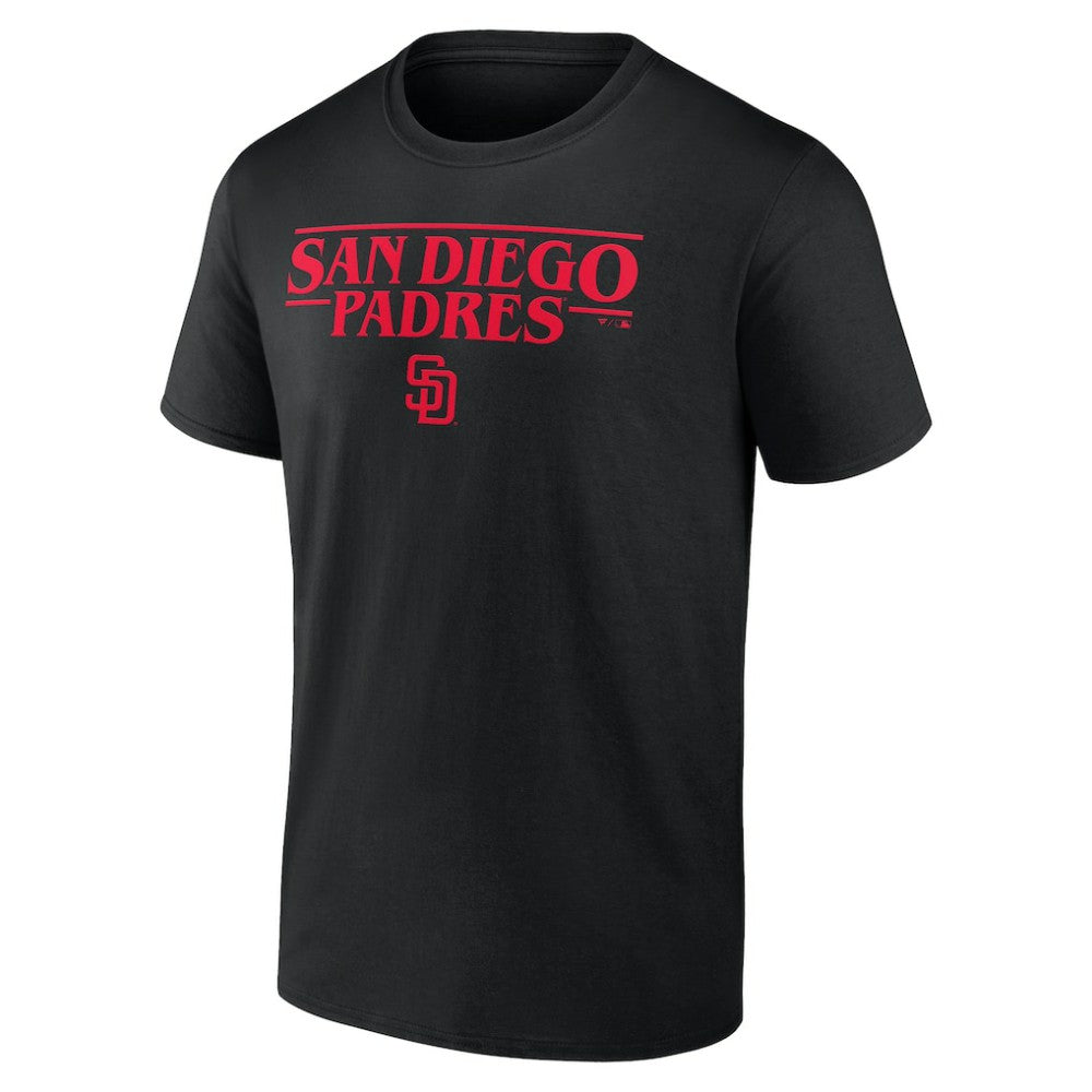 San Diego Padres Stranger Things Logo Lockup T-Shirt - Black T-shirts