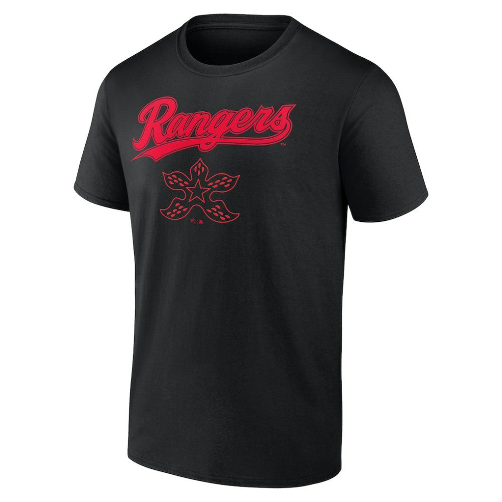 Texas Rangers Stranger Things Demogorgan T-Shirt - Black T-shirts