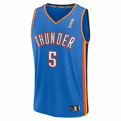 Luguentz Dort Oklahoma City Thunder 2025 NBA Finals Champions Fast Break Replica Player Jersey Blue Icon Edition - Fanatics