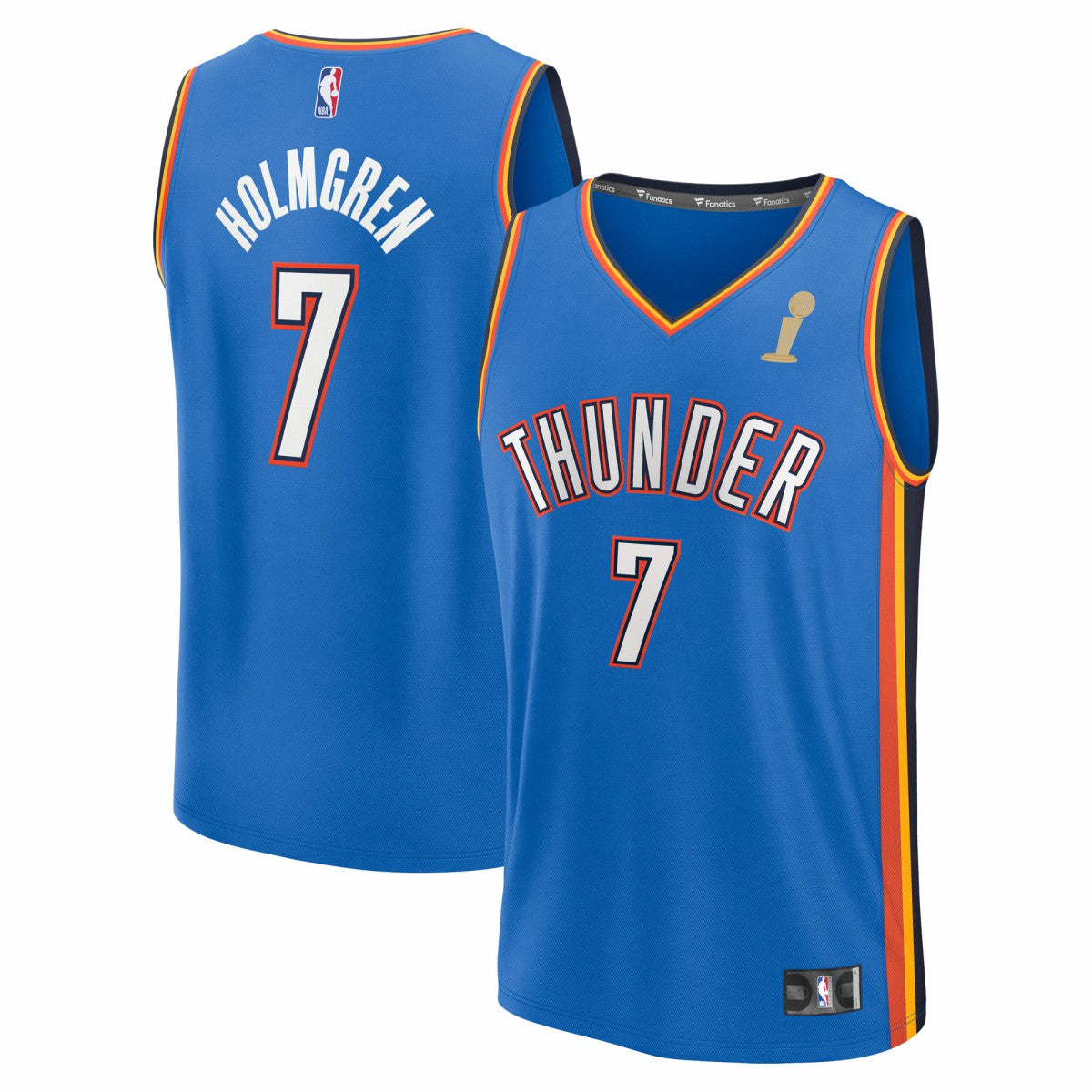 Chet Holmgren Oklahoma City Thunder 2025 NBA Finals Champions Fast Break Replica Player Jersey Blue Icon Edition - Fanatics