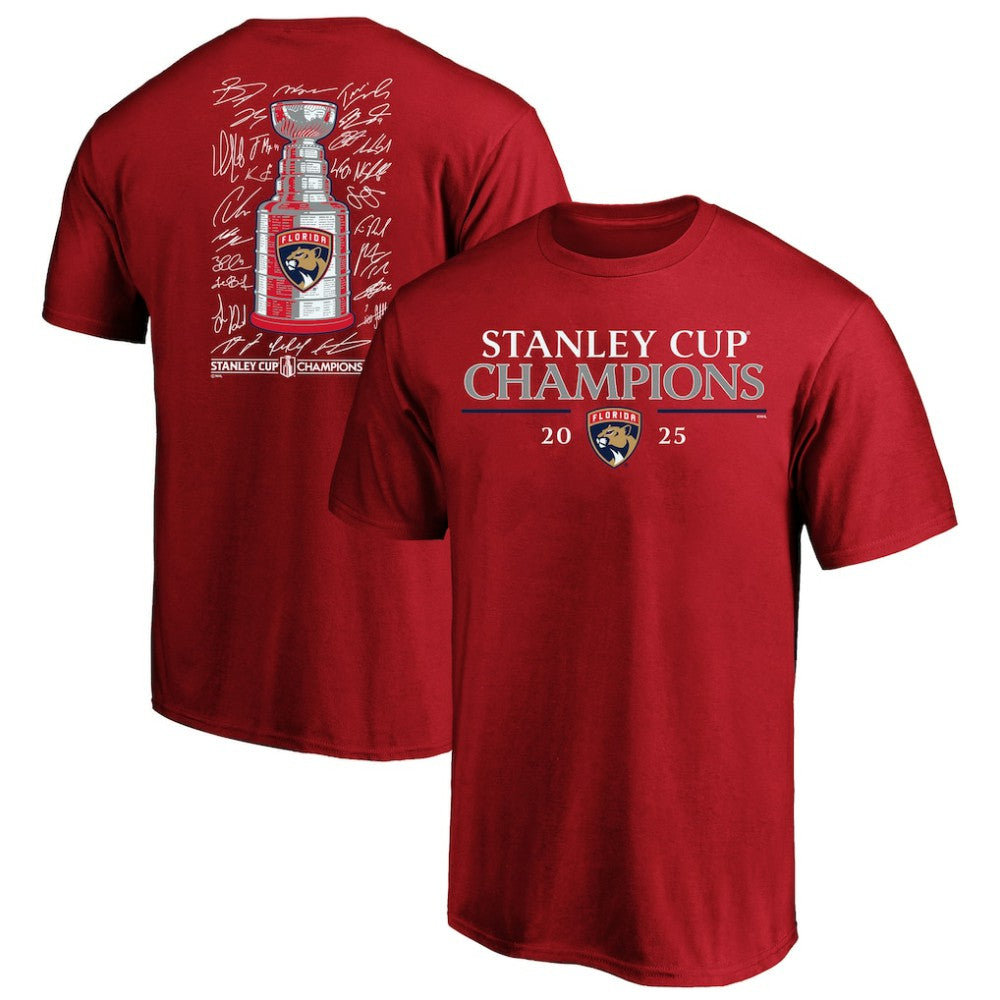 Florida Panthers Fanatics 2025 Stanley Cup Champions Big & Tall Roster T-Shirt - Red | US 203189493