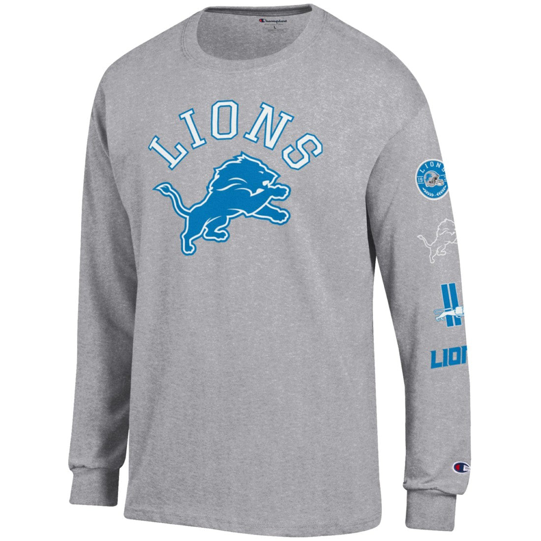Detroit Lions Champion Seal Long Sleeve T-Shirt - Heather Gray T-shirts
