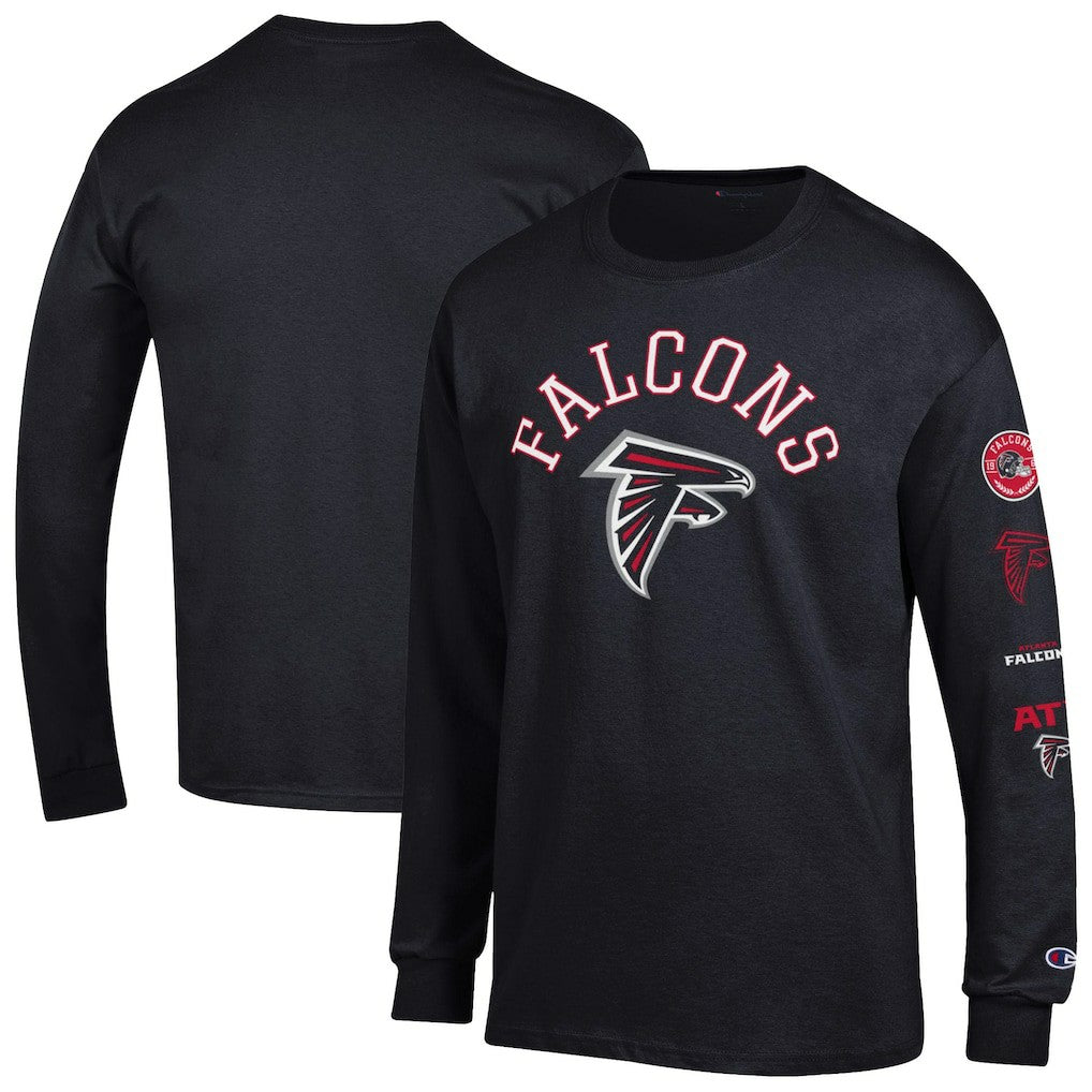 Atlanta Falcons Champion Seal Long Sleeve T-Shirt - Black T-shirts