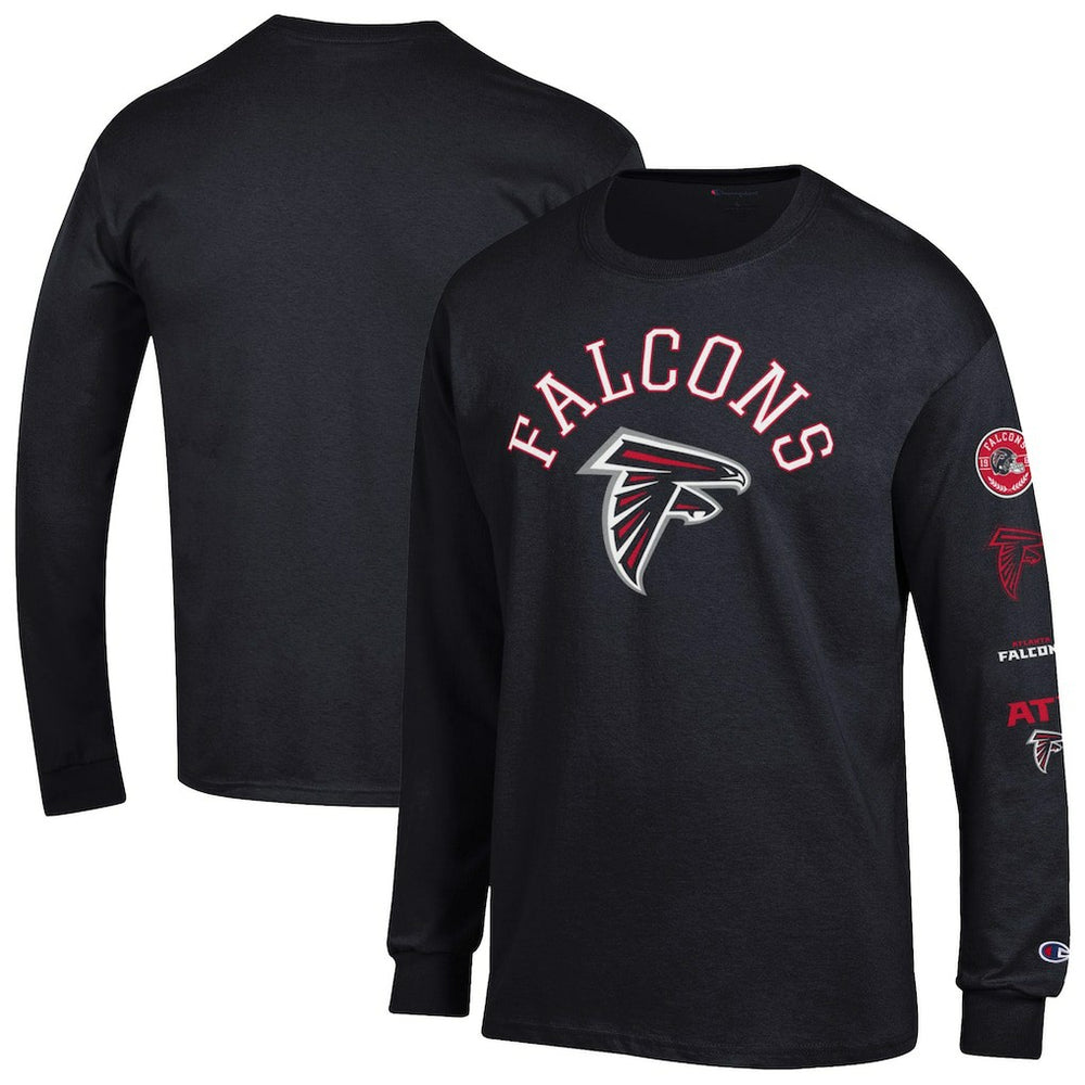 Atlanta Falcons Champion Seal Long Sleeve T-Shirt - Black T-shirts