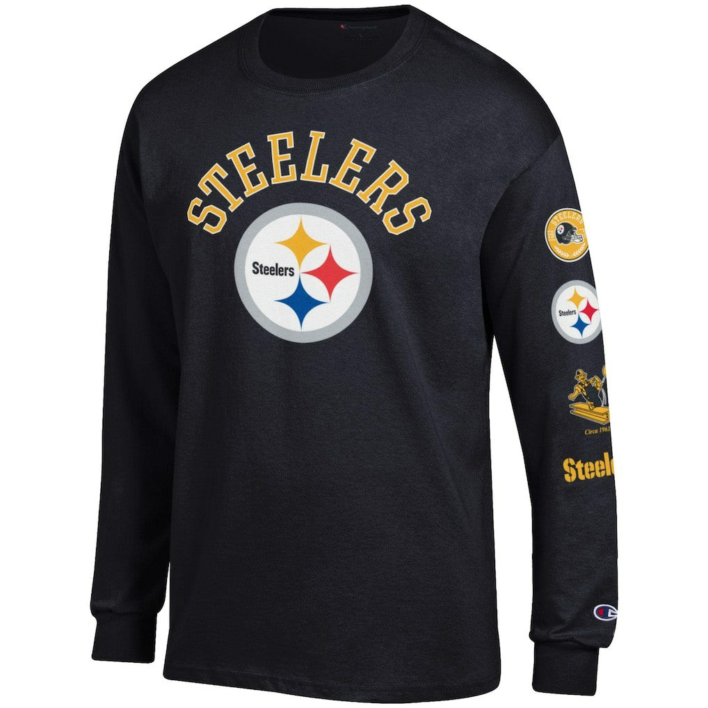 Pittsburgh Steelers Champion Seal Long Sleeve T-Shirt - Black T-shirts