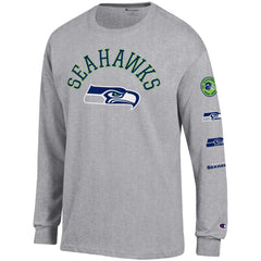 Seattle Seahawks Champion Seal Long Sleeve T-Shirt - Heather Gray T-shirts