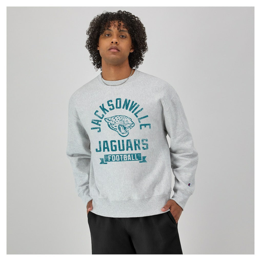 Jacksonville Jaguars Champion Reverse Weave Fleece Pullover Sweatshirt - Heather Gray Pullover