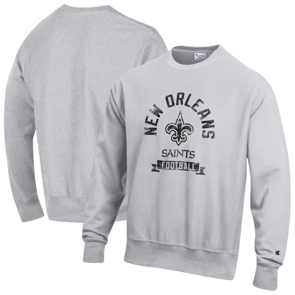 New Orleans Saints Champion Reverse Weave Fleece Pullover Sweatshirt - Heather Gray Pullover