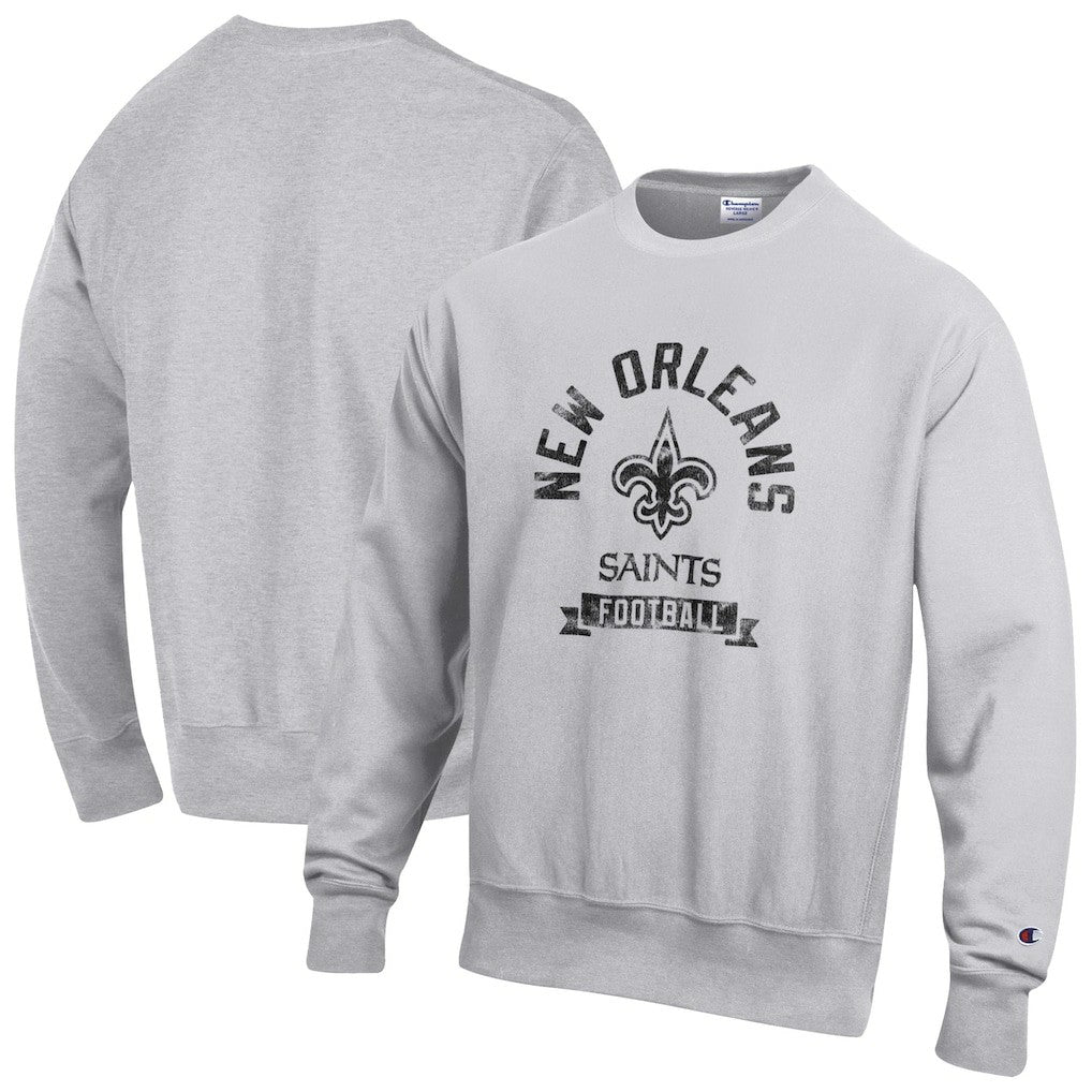 New Orleans Saints Champion Reverse Weave Fleece Pullover Sweatshirt - Heather Gray Pullover