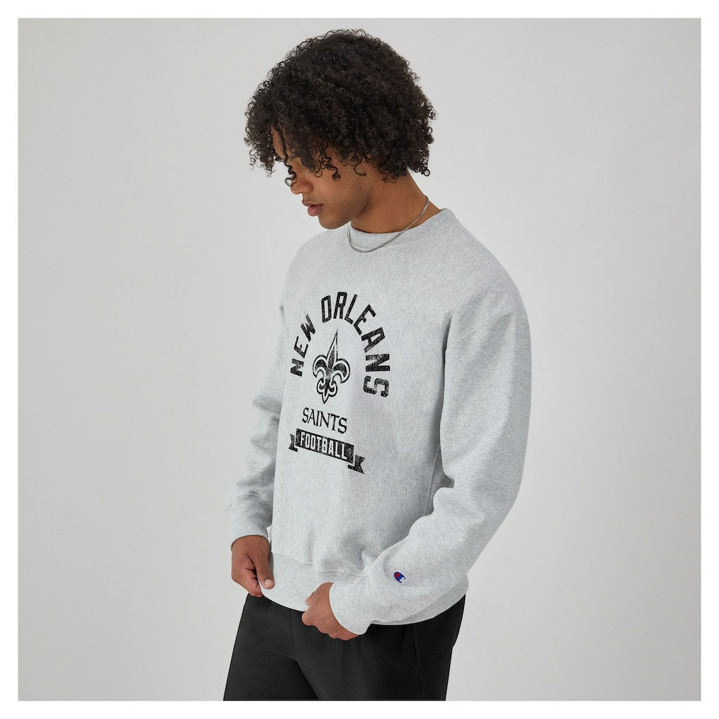 New Orleans Saints Champion Reverse Weave Fleece Pullover Sweatshirt - Heather Gray Pullover