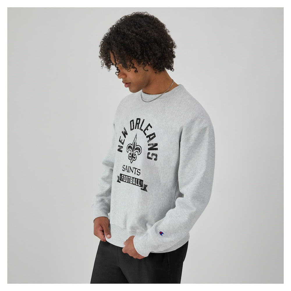New Orleans Saints Champion Reverse Weave Fleece Pullover Sweatshirt - Heather Gray Pullover