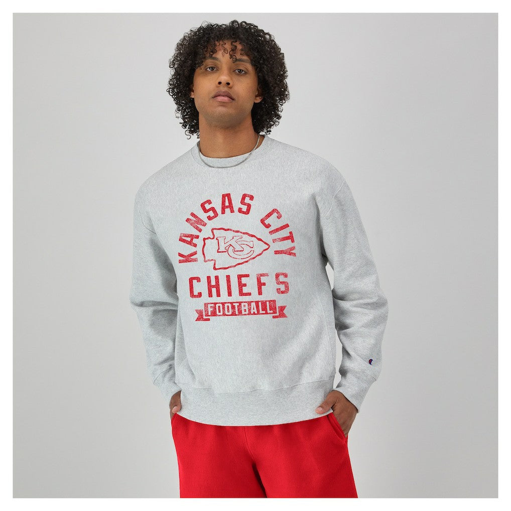 Kansas City Chiefs Champion Reverse Weave Fleece Pullover Sweatshirt - Heather Gray Pullover