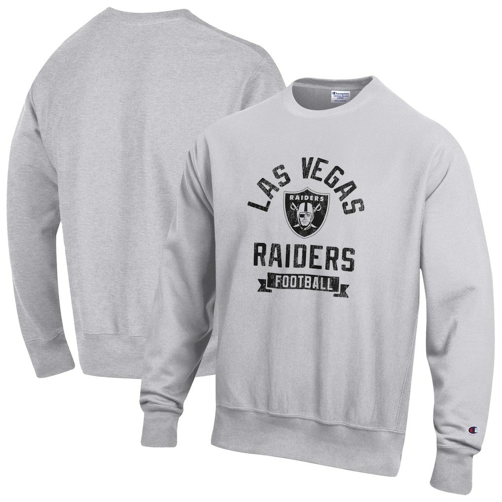 Las Vegas Raiders Champion Reverse Weave Fleece Pullover Sweatshirt - Heather Gray Pullover