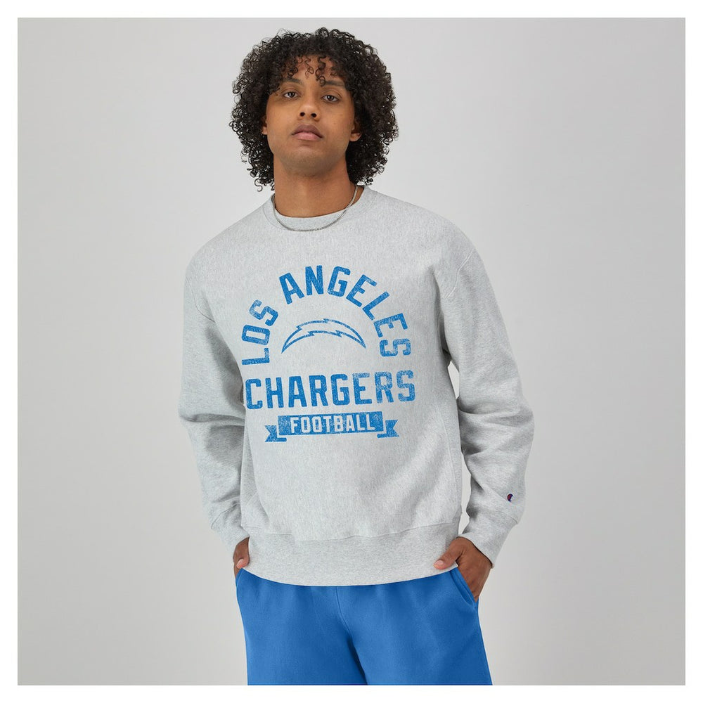 Los Angeles Chargers Champion Reverse Weave Fleece Pullover Sweatshirt - Heather Gray Pullover