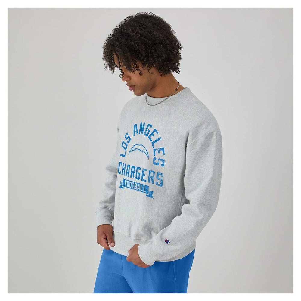 Los Angeles Chargers Champion Reverse Weave Fleece Pullover Sweatshirt - Heather Gray Pullover