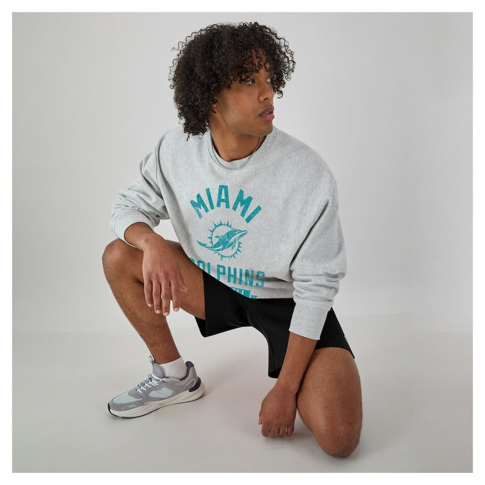 Miami Dolphins Champion Reverse Weave Fleece Pullover Sweatshirt - Heather Gray Pullover