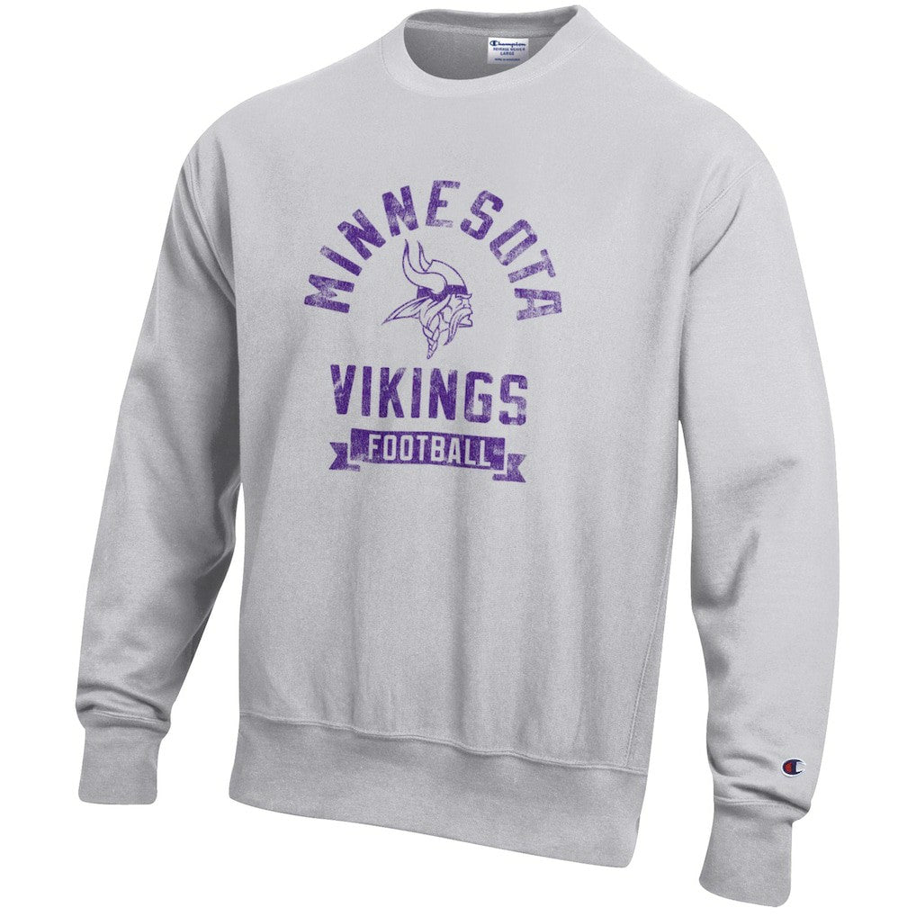 Minnesota Vikings Champion Reverse Weave Fleece Pullover Sweatshirt - Heather Gray Pullover