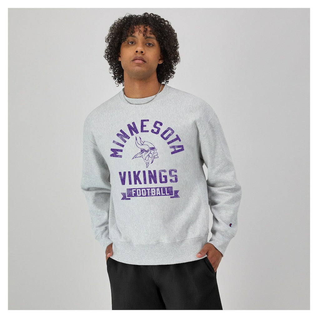 Minnesota Vikings Champion Reverse Weave Fleece Pullover Sweatshirt - Heather Gray Pullover