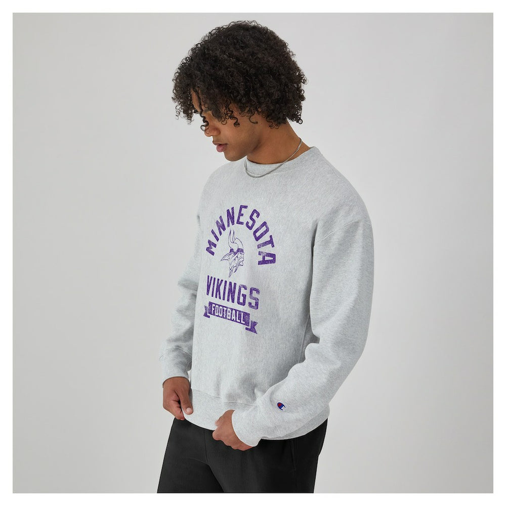 Minnesota Vikings Champion Reverse Weave Fleece Pullover Sweatshirt - Heather Gray Pullover
