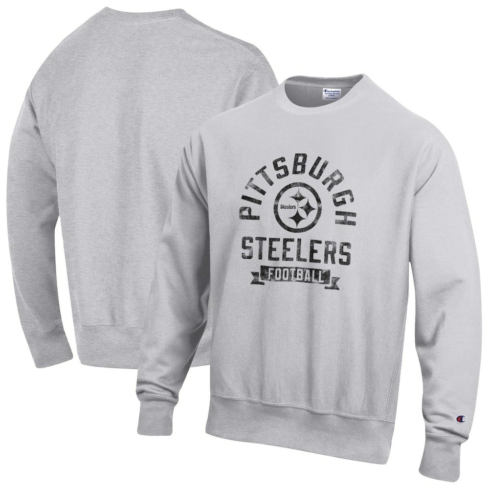 Pittsburgh Steelers Champion Reverse Weave Fleece Pullover Sweatshirt - Heather Gray Pullover