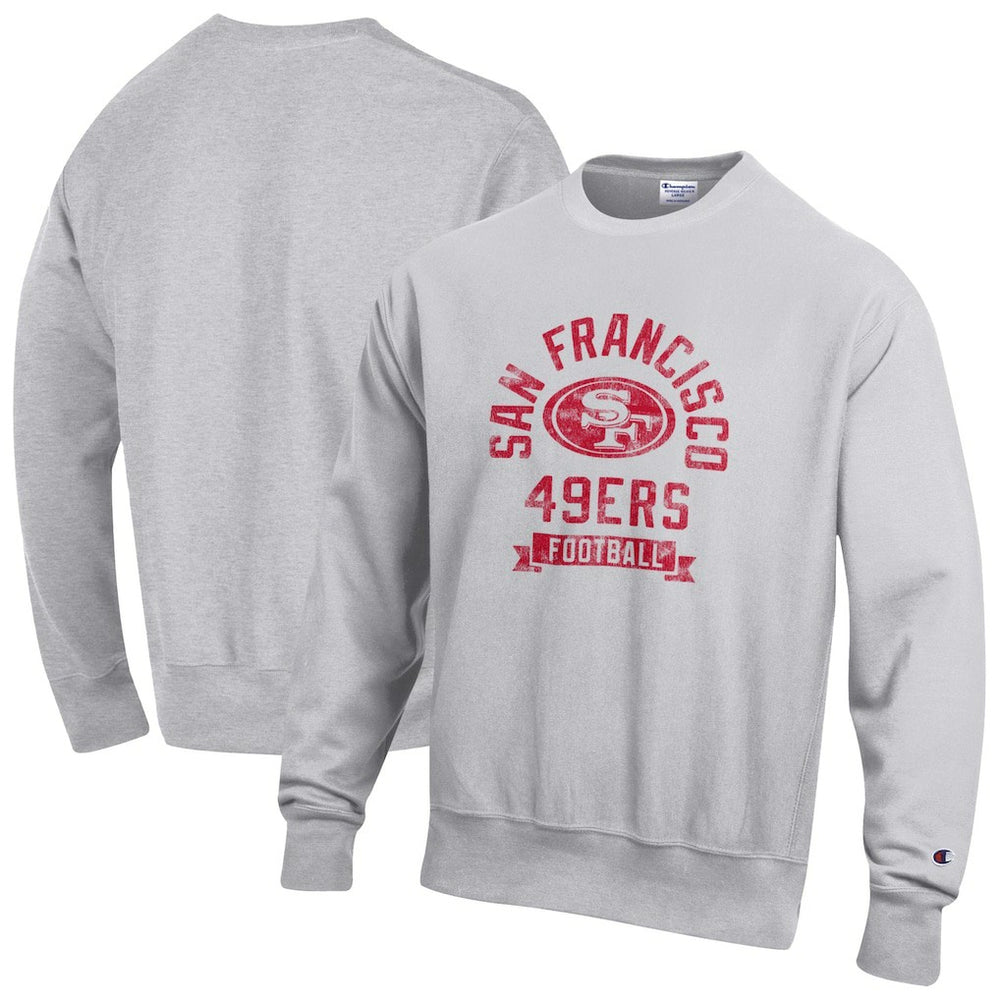 San Francisco 49ers Champion Reverse Weave Fleece Pullover Sweatshirt - Heather Gray Pullover