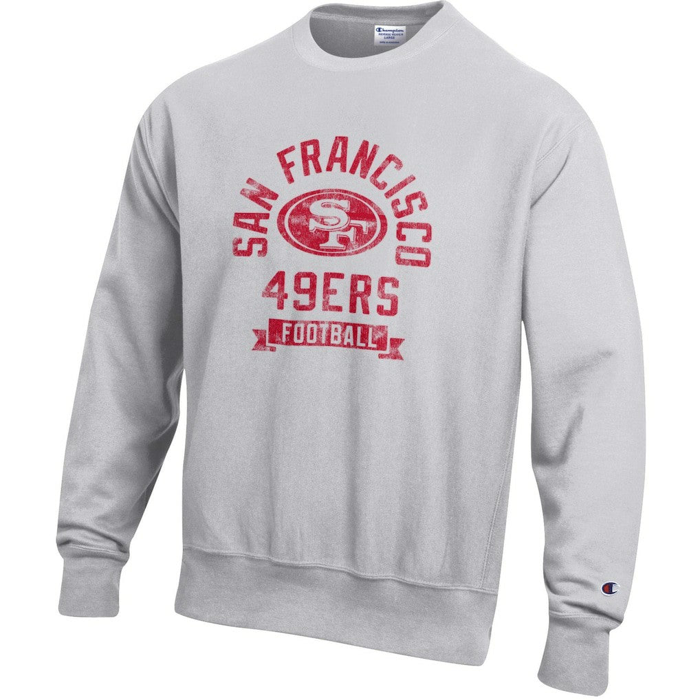 San Francisco 49ers Champion Reverse Weave Fleece Pullover Sweatshirt - Heather Gray Pullover