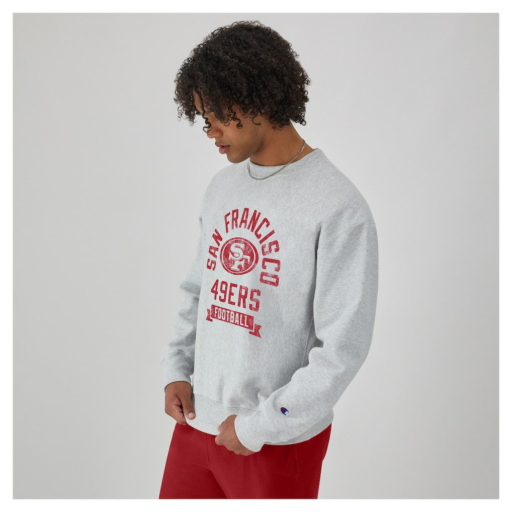 San Francisco 49ers Champion Reverse Weave Fleece Pullover Sweatshirt - Heather Gray Pullover