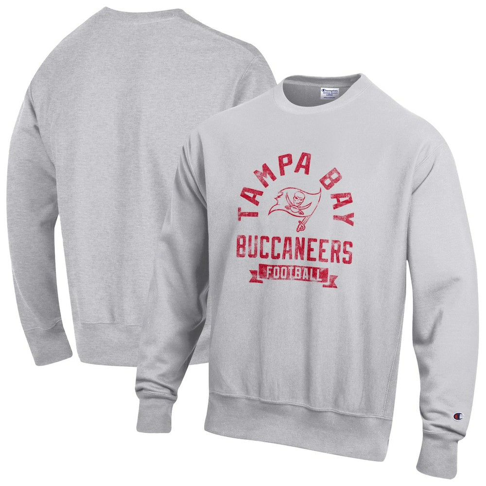 Tampa Bay Buccaneers Champion Reverse Weave Fleece Pullover Sweatshirt - Heather Gray Pullover