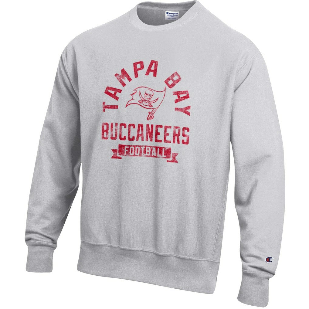 Tampa Bay Buccaneers Champion Reverse Weave Fleece Pullover Sweatshirt - Heather Gray Pullover