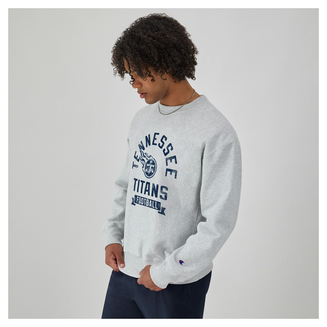 Tennessee Titans Champion Reverse Weave Fleece Pullover Sweatshirt - Heather Gray Pullover