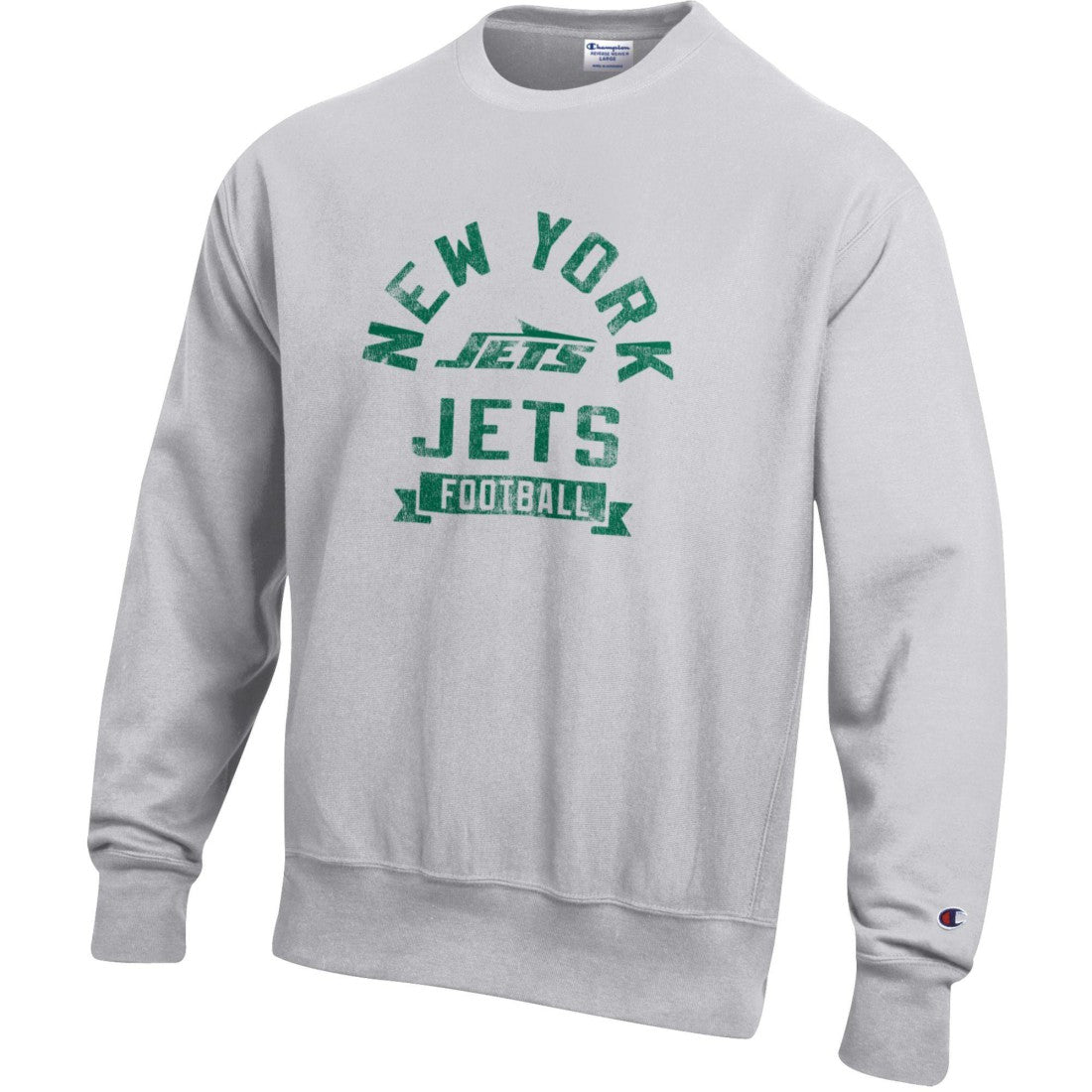 New York Jets Champion Reverse Weave Fleece Pullover Sweatshirt - Heather Gray Pullover