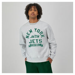 New York Jets Champion Reverse Weave Fleece Pullover Sweatshirt - Heather Gray Pullover