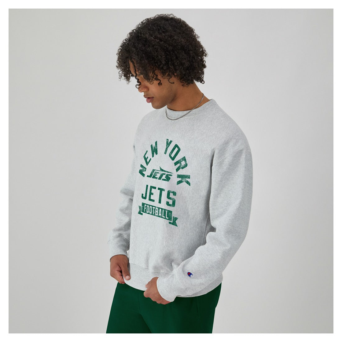 New York Jets Champion Reverse Weave Fleece Pullover Sweatshirt - Heather Gray Pullover