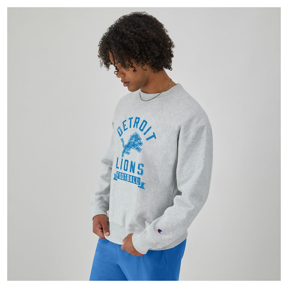 Detroit Lions Champion Reverse Weave Fleece Pullover Sweatshirt - Heather Gray Pullover