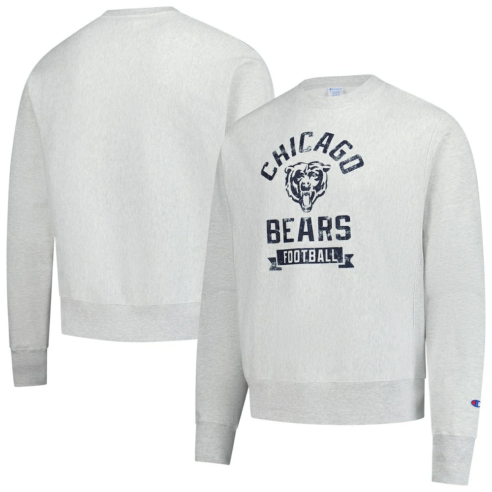 Chicago Bears Champion Reverse Weave Fleece Pullover Sweatshirt - Heather Gray Pullover