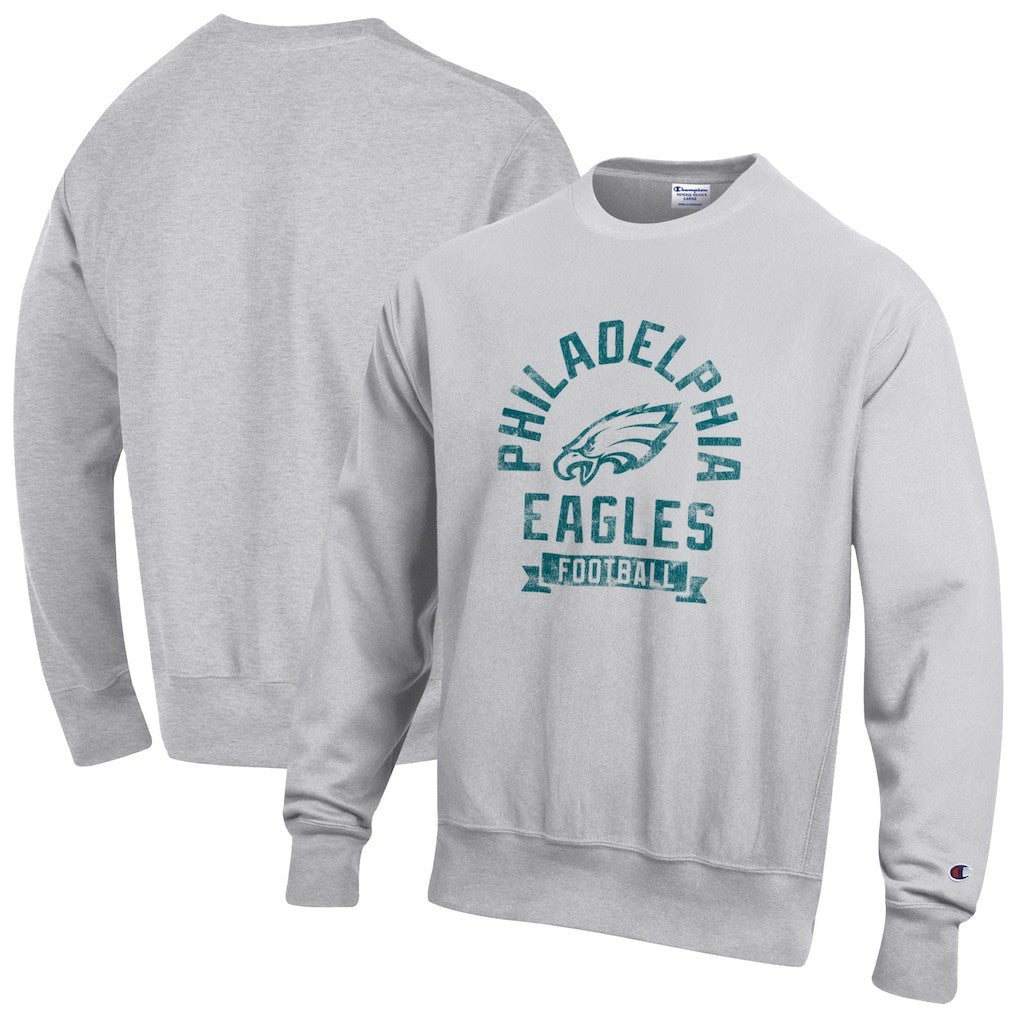 Philadelphia Eagles Champion Reverse Weave Fleece Pullover Sweatshirt - Heather Gray Pullover