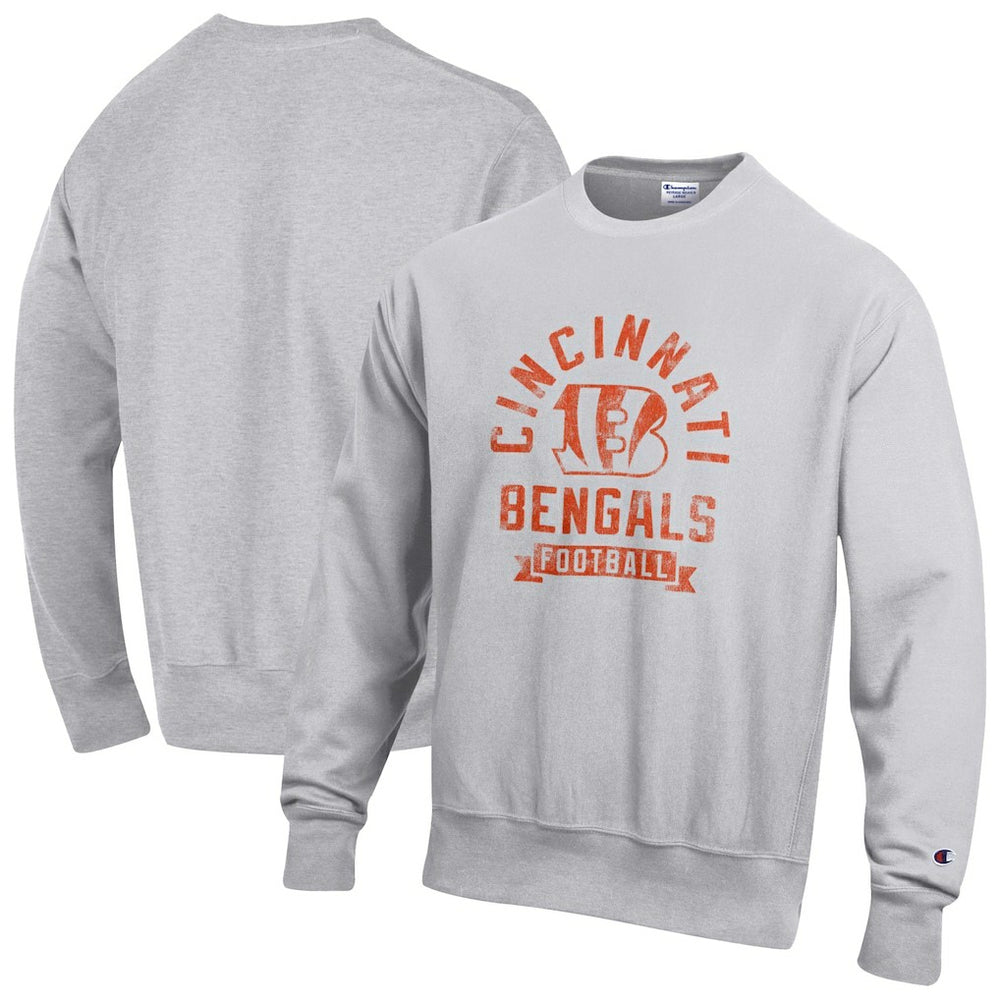 Cincinnati Bengals Champion Reverse Weave Fleece Pullover Sweatshirt - Heather Gray Pullover