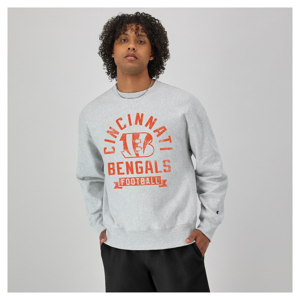 Cincinnati Bengals Champion Reverse Weave Fleece Pullover Sweatshirt - Heather Gray Pullover